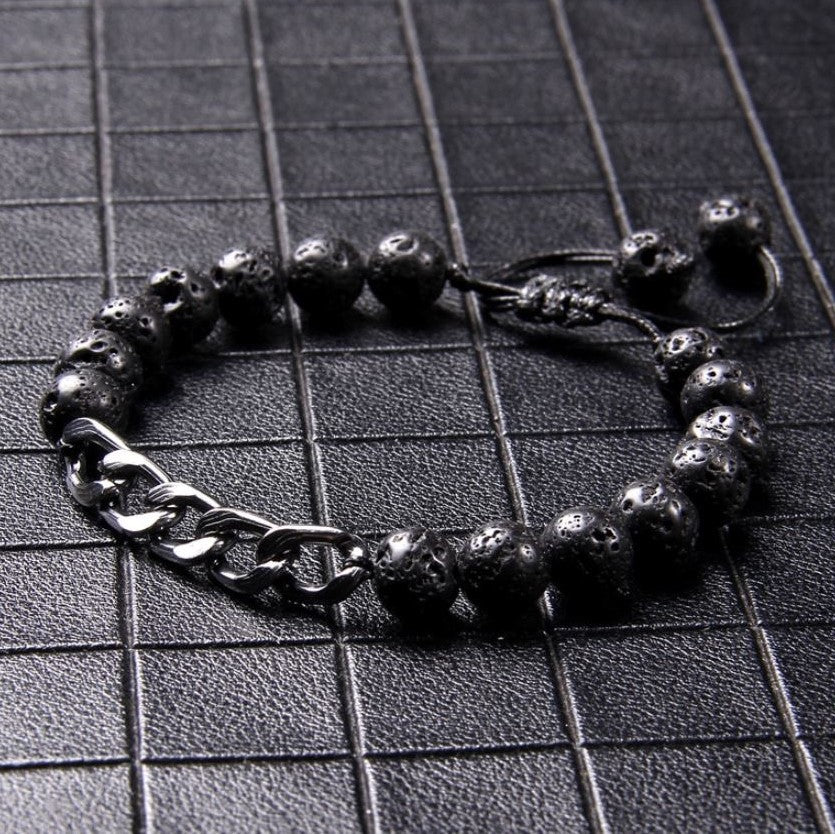 Pulseira em Pedra Natural e Aço Inoxidável