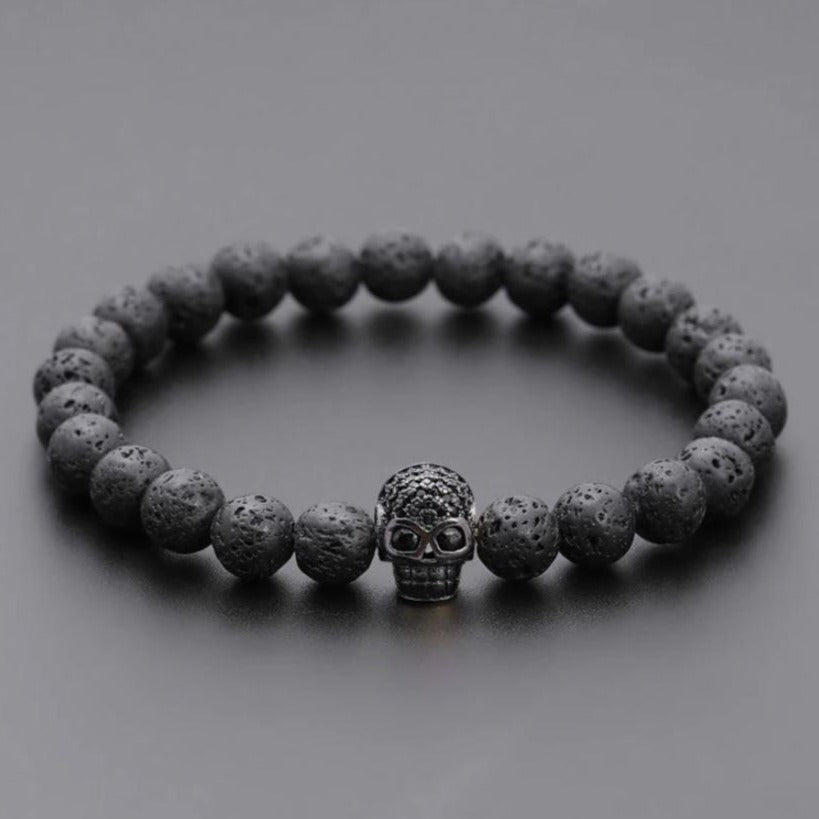 Pulseira Skull de Pedra Natural (7242265100462)