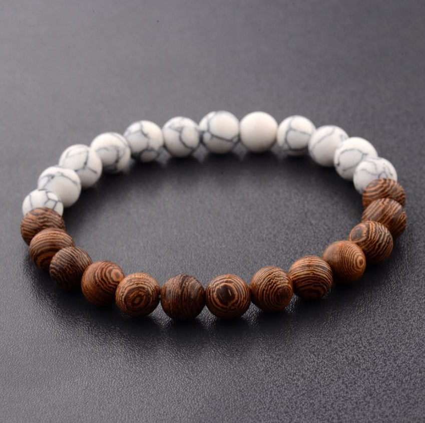 Pulseira de Madeira e Pedra Natural - Yoga e Meditação (7421552263342)