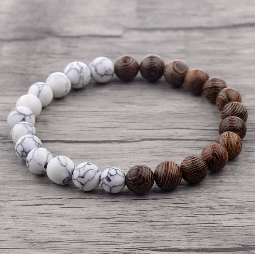 Pulseira de Madeira e Pedra Natural - Yoga e Meditação (7421552263342)