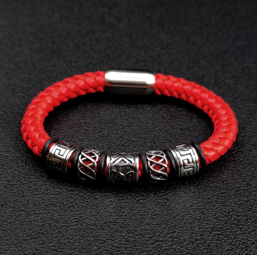 Pulseira de Couro e Aço Inoxidável 316L (7497252602030)